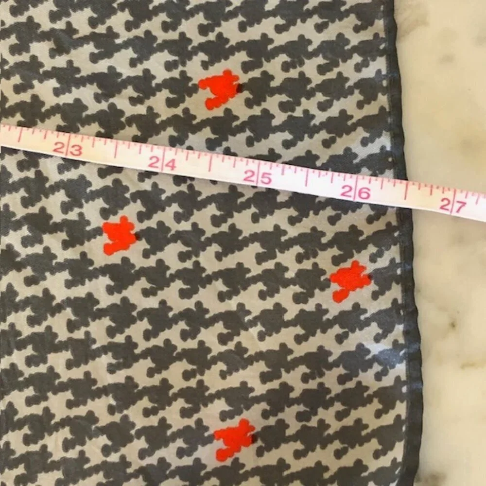 ECHO Silk Gray Red Square Scarf Vintage
